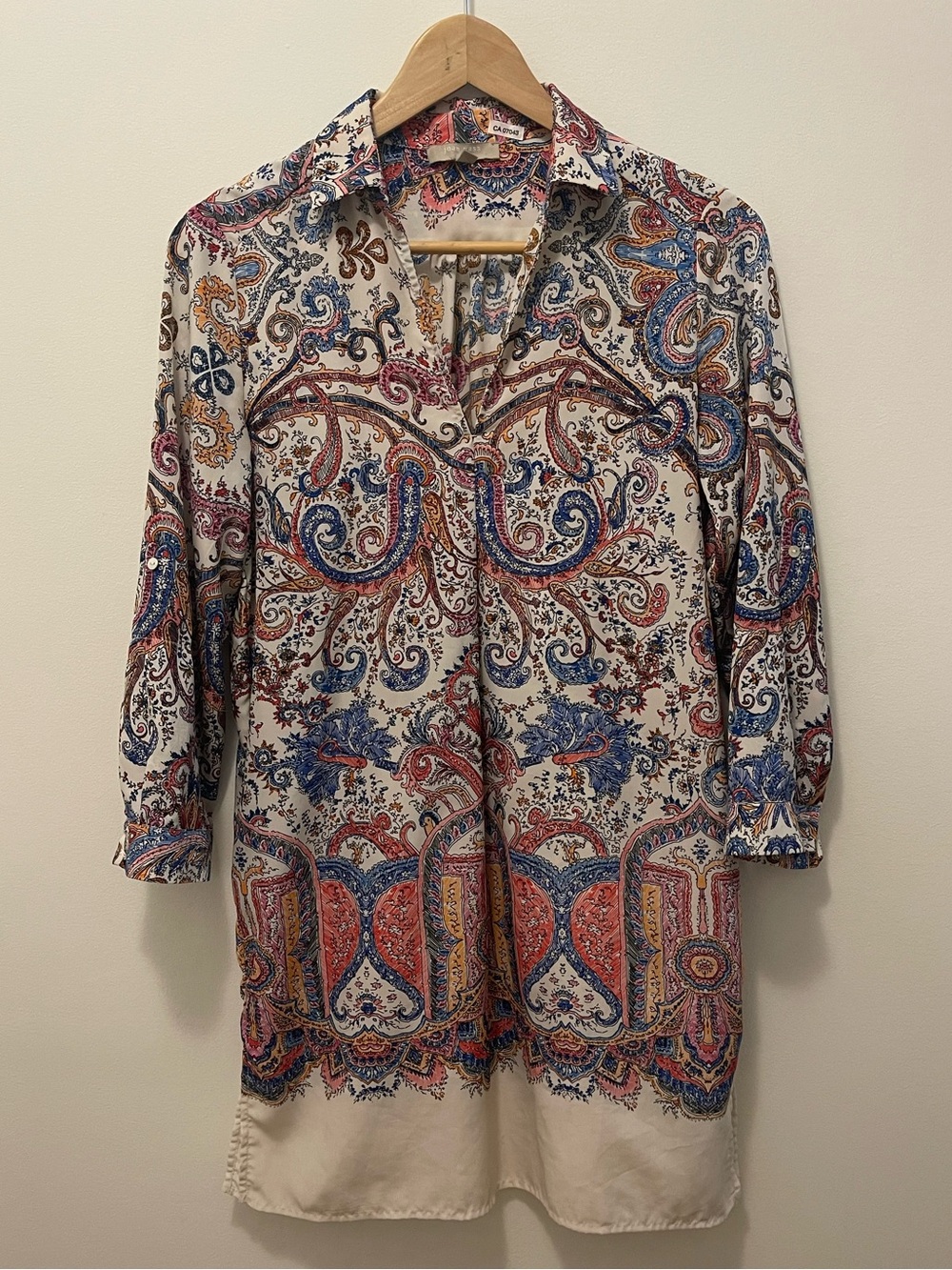 Paisley Tunic/Dress in Cream, Blue & Red